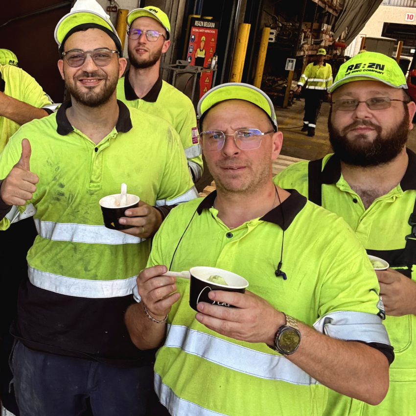 REAZN employees enjoying ice cream together, fostering a positive and social work environment