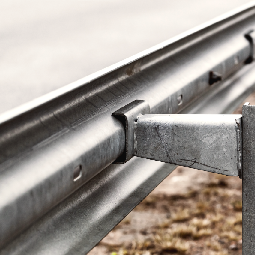 Galvanised guard rails with zinc coating for safety barriers